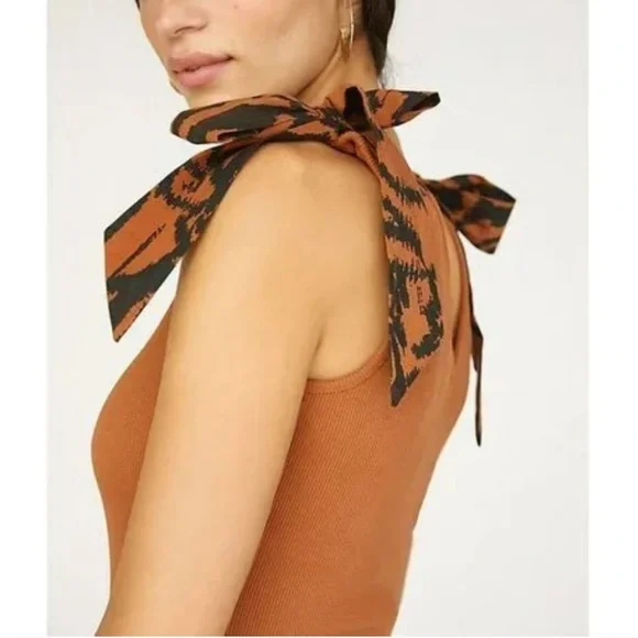 Anthropologie Rust Tie-Shoulder Ribbed Tank - Picture 3 of 3